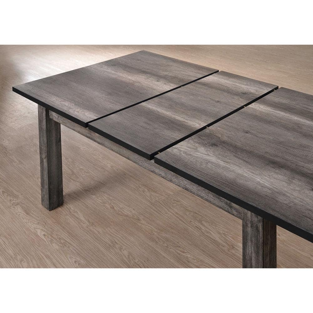 Rustic Gray Oak 8-Piece Dining Set with High-Back Chairs and Bench