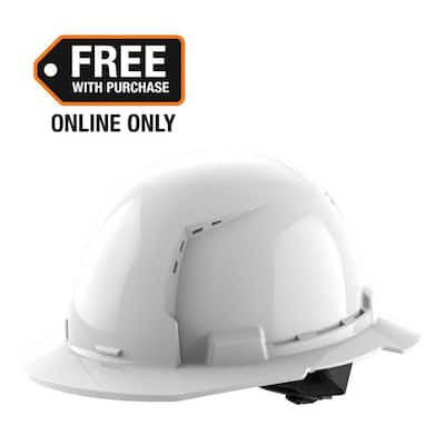 BOLT White Type 1 Class C Full Brim Vented Hard Hat with 4 Point Ratcheting Suspension
