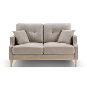 57 in. Cream Fabric 2-Seat Loveseat