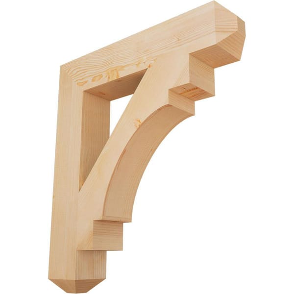 Ekena Millwork 5.5 in. x 36 in. x 32 in. Douglas Fir Merced Craftsman Smooth Bracket