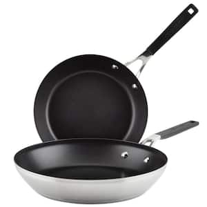 Stainless Steel 2-Piece Silver Stainless Steel Nonstick Frying Pan Set
