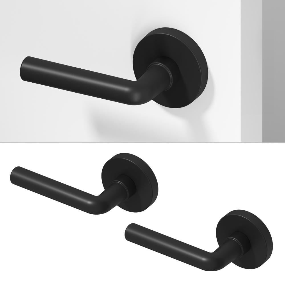 Okun Arc Metal Matte Black Dummy Door Handle with Round Rosette 2