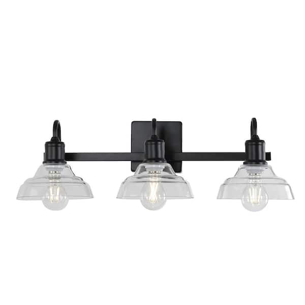 Housley 3-Light 9.13 in. Black Plug and Play Wall Sconce with SkyPlug