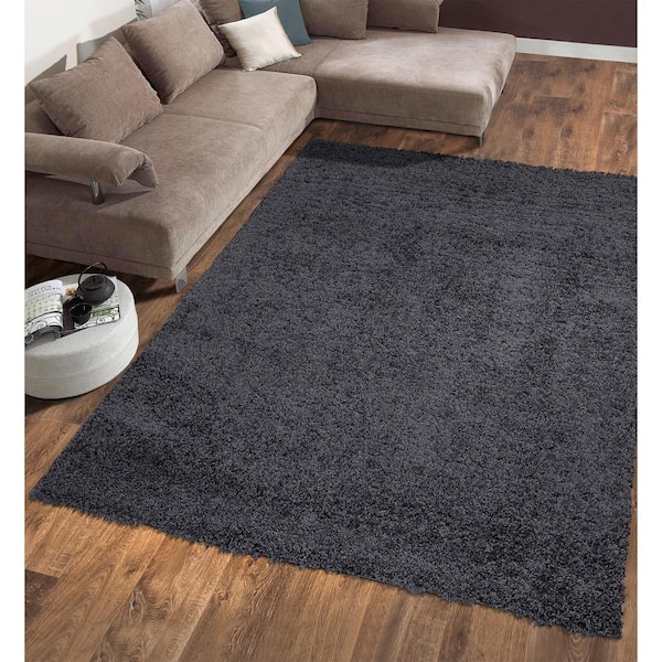 Cozy Collection Charcoal Grey 8 Ft, Grey Area Rugs Home Depot
