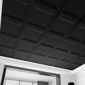 Black 2 ft. x 2 ft. Decorative Square Drop Ceiling Tile, Lay-In PVC Ceiling Panels (48 sq.ft./Case)