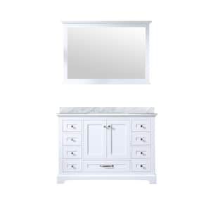 Dukes 48 in. W x 22 in. D White Single Bath Vanity, Carrara Marble Top, and 46 in. Mirror