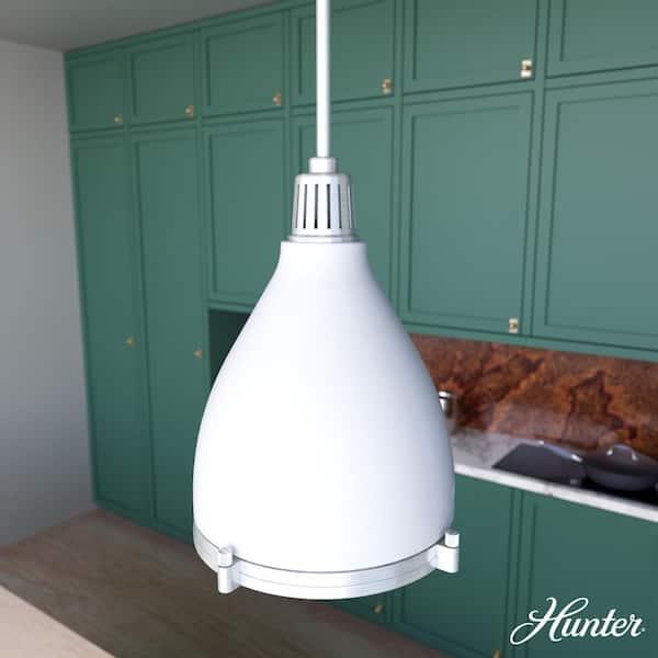 Hunter Bluff View 1 Light Fresh White Island Pendant Light with Metal Shade Dining Room Light