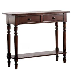 Calle 13 in. Rectangle Cherry Wood Frame 2-Drawer Writing Desk