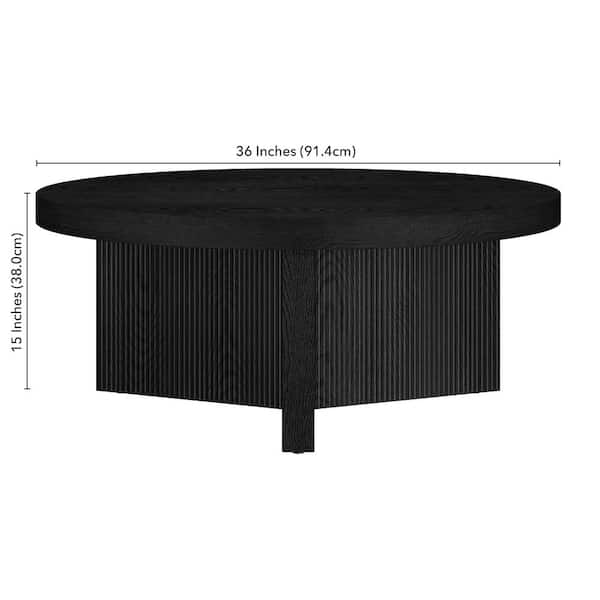 Meyer&Cross Holm 36 in. Black Grain Round MDF Top Coffee Table