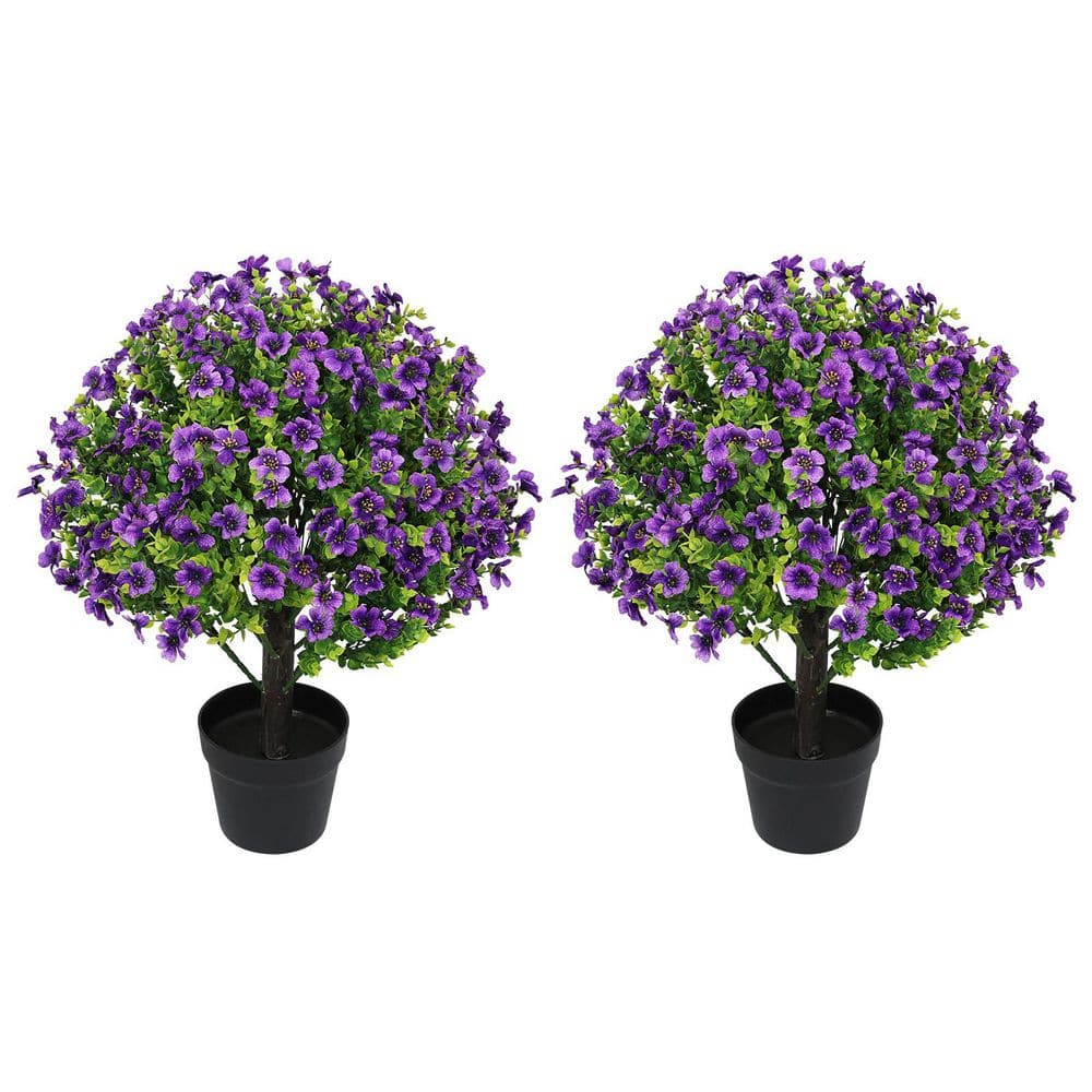 24 in. Purple Artificial Violet Plant with Eucalyptus Leaves, Lifelike Faux Floral Decor for Indoor/Outdoor Use price history on PriceWatchPro