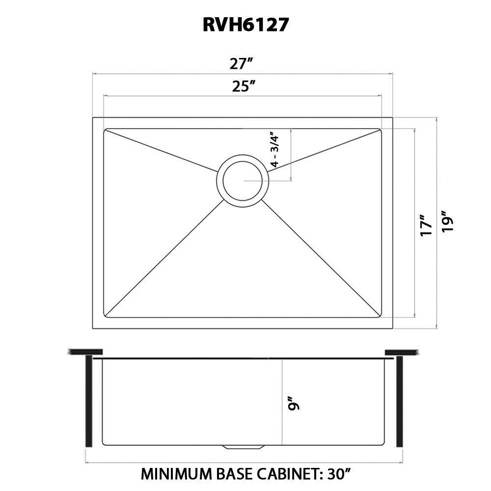 27-Inch Gunmetal Black Stainless Steel Undermount Kitchen Sink