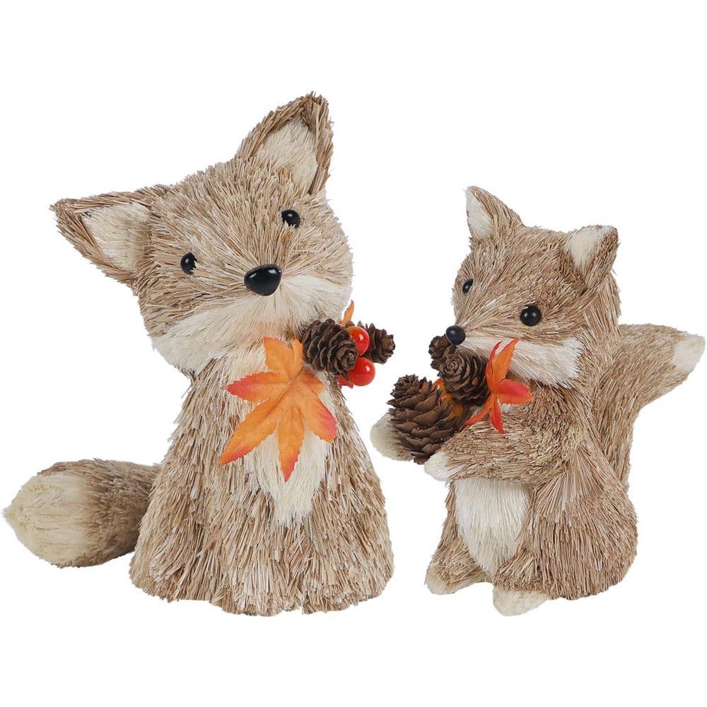 2-Pack Fall Sisal Fox Decor: Handmade Thanksgiving Figurines for Home  Mantel/Fireplace Table Centerpiece ENHD10701 - The Home Depot, image size:1000x1000