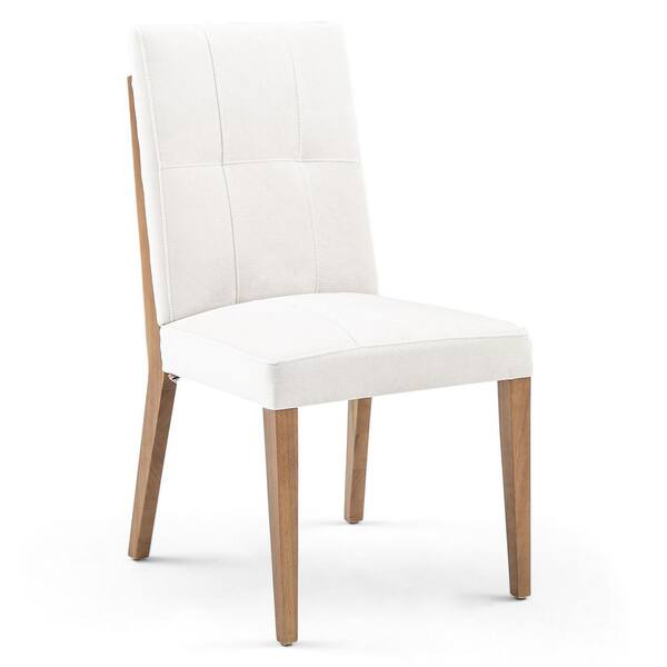 white dining chairs with oak legs