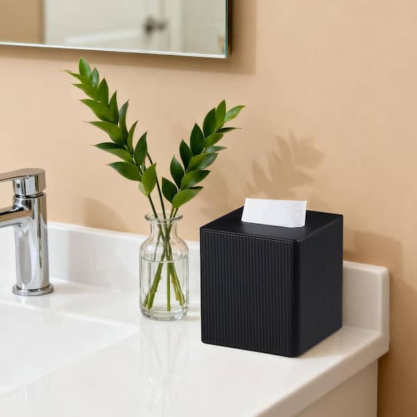 Numhew Tissue Box Cover Square with Magnetic Closure, PU Leather
