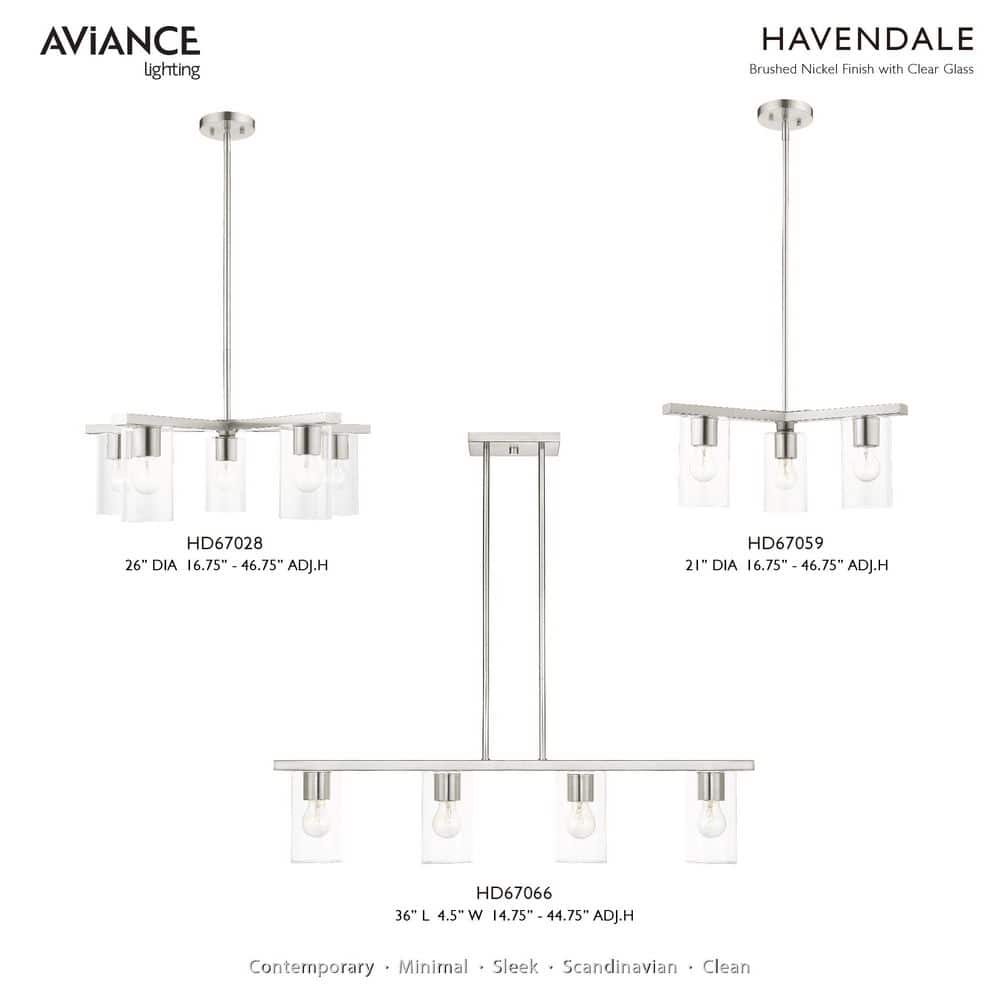 Brushed Nickel 4-Light Crystal Chandelier with Clear Glass