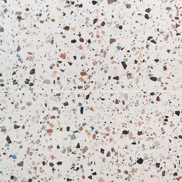 Ivy Hill Tile Adorn White Multicolor 23.62 in. x 47.24 in. Terrazzo ...