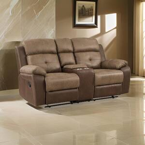 39 in. Pillow Top Arm Microfiber Rectangle Recliner Loveseat Sofa in Brown