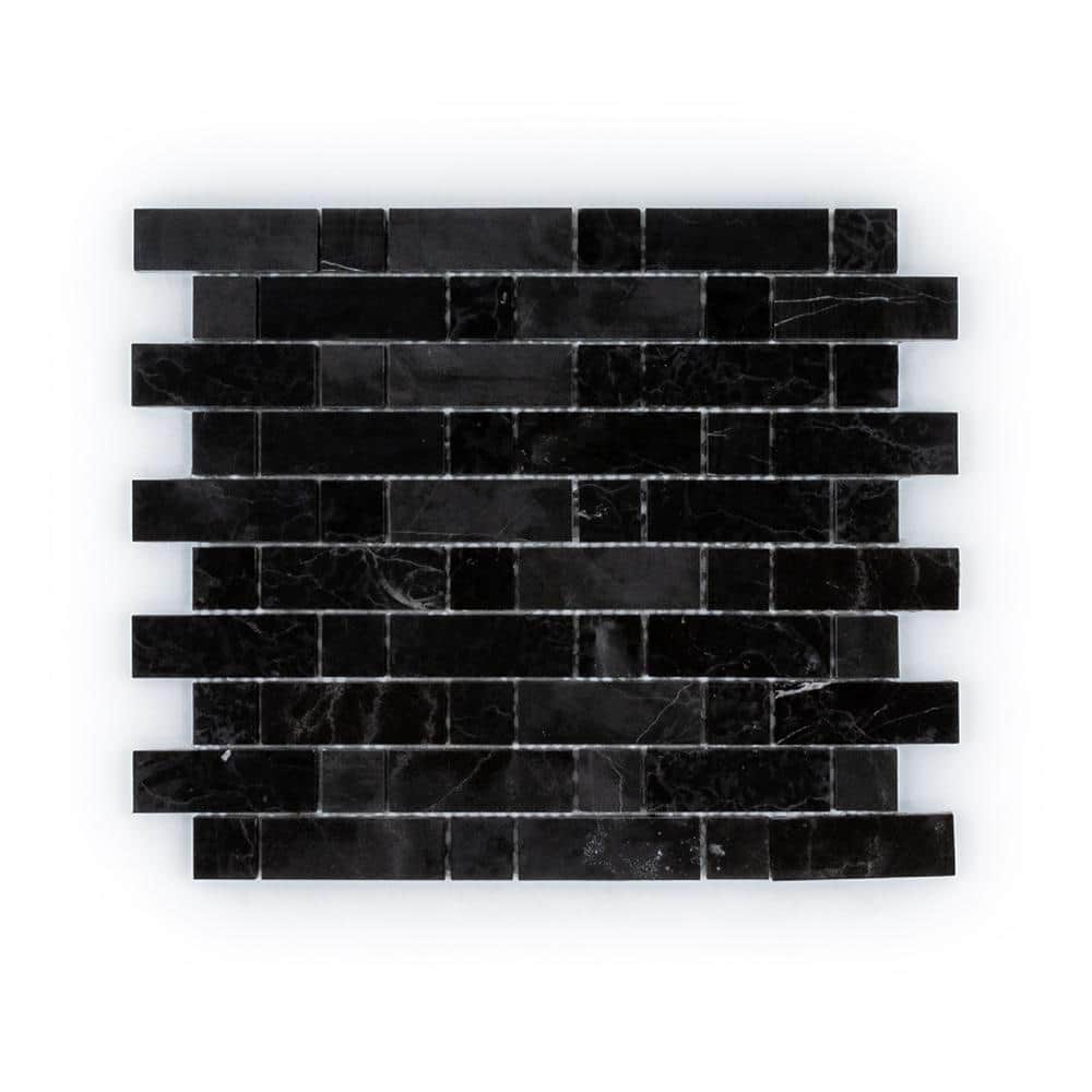 Bleeker Classic Black 10.5in. x 12 in. Subway Polished Marble Wall and Floor Mosaic Tile (13.125 sq. ft./Case) price history on PriceWatchPro