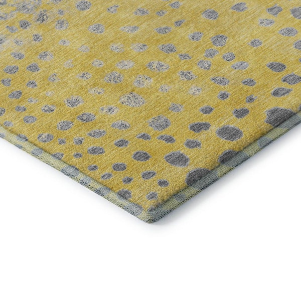 Mayfield Premium Machine Washable Abstract AMF1366 Yellow 5 ft. x 7 ft. 6 in. Area Rug