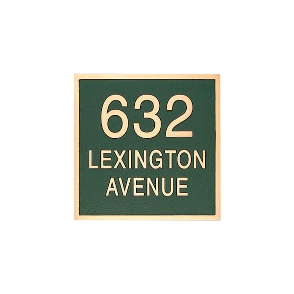 Michael Healy 14 in. x 14 in. Traditional Square Authentic Solid Bronze Address Plaque in Green-DISCONTINUED