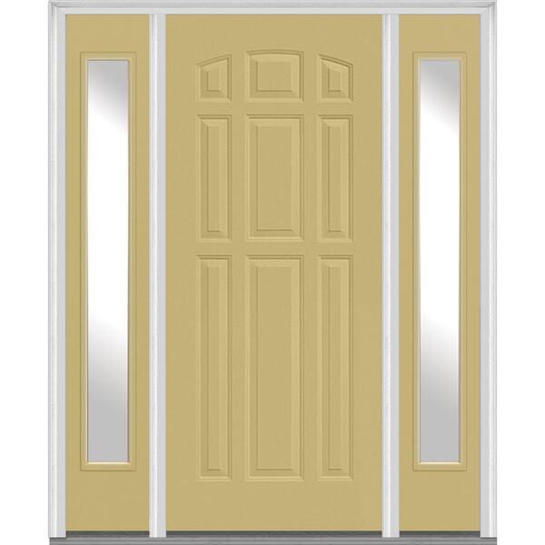 MMI Door 60 in. x 80 in. Left Hand Inswing 9-Panel Painted Fiberglass Smooth Prehung Front Door with Sidelites