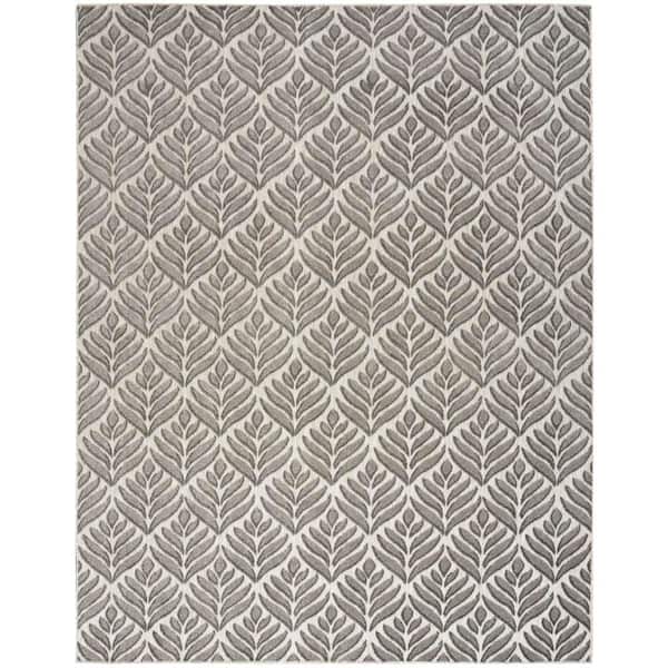 Aloha Charcoal 7 ft. x 10 ft. Botanical Contemporary Area Rug