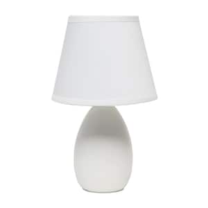 9.45 in. Off White Traditional Petite Ceramic Oblong Bedside Table Desk Lamp with Matching Tapered Drum Fabric Shade