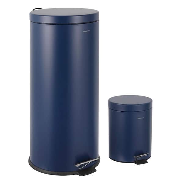 Oscar 8 Gal. Step-Open Trash Can with Free Mini Trash Can, Denim Blue