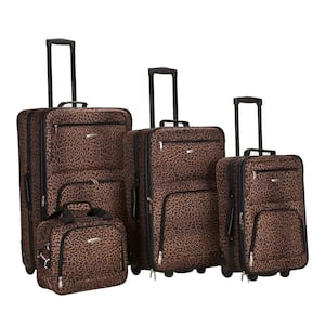 Jungle Expandable 4-Piece Softside Luggage Set, Leopard