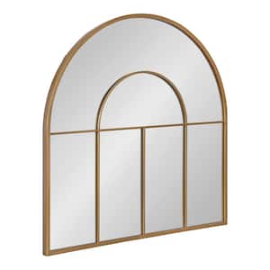 Solei 30.00 in. W x 30.12 in. H Gold Arch Mid-Century Framed Decorative Wall Mirror