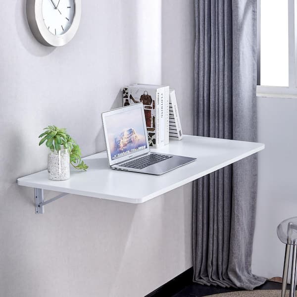 45 in. W x 22 in. D White Wood Decorative Wall Shelf, Wall