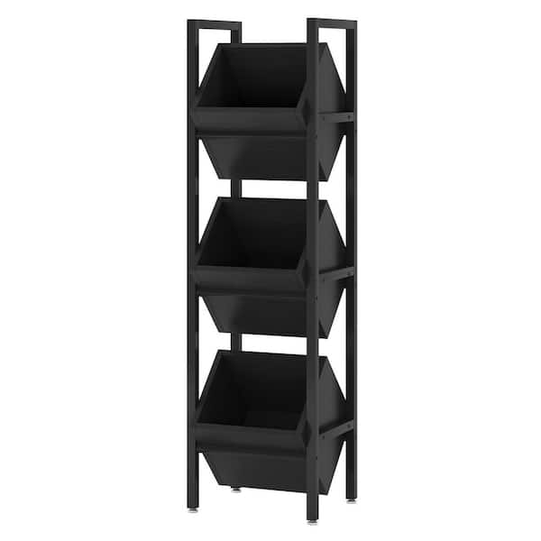 BYBLIGHT 1 Piece 3-Tier Black Fruit Vegetable Storage Basket Stand