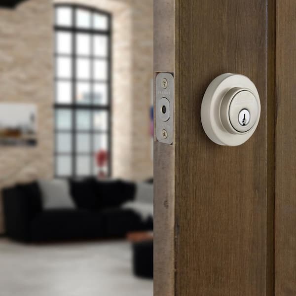 Satin Nickel Single Cylinder Deadbolt Contemporary Round