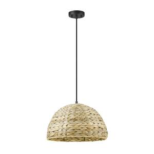 60 in. 1 Light Beige Circular Rattan 