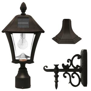 Baytown Bulb Outdoor Black Integrated LED Solar Post Light with Pier and Wall Sconce Mounting Options