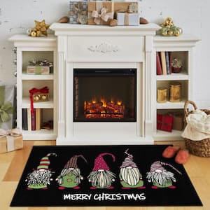 Christmas Gnomes Black 2 ft. 6 in. x 4 ft. 2 in. Machine Washable Holiday Area Rug