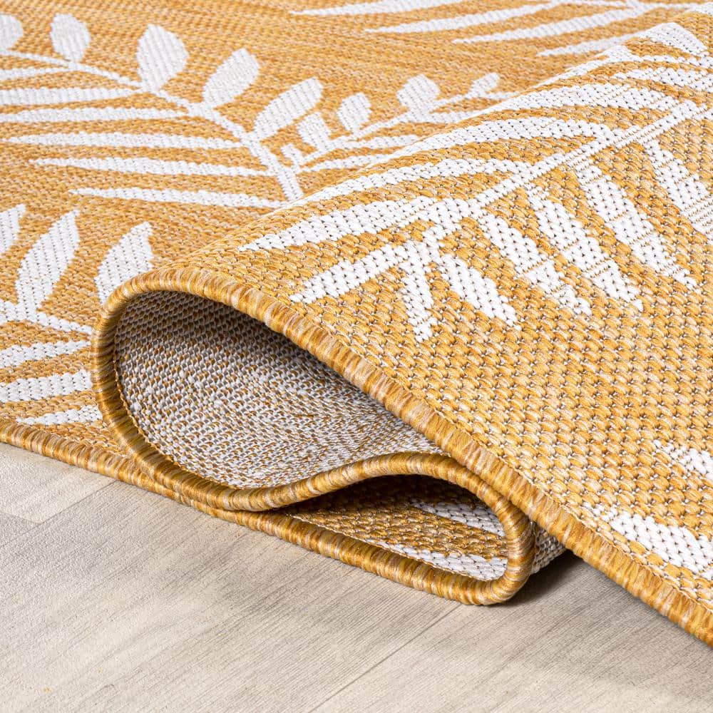 Nevis Yellow and Cream Floral Indoor/Outdoor Runner Rug