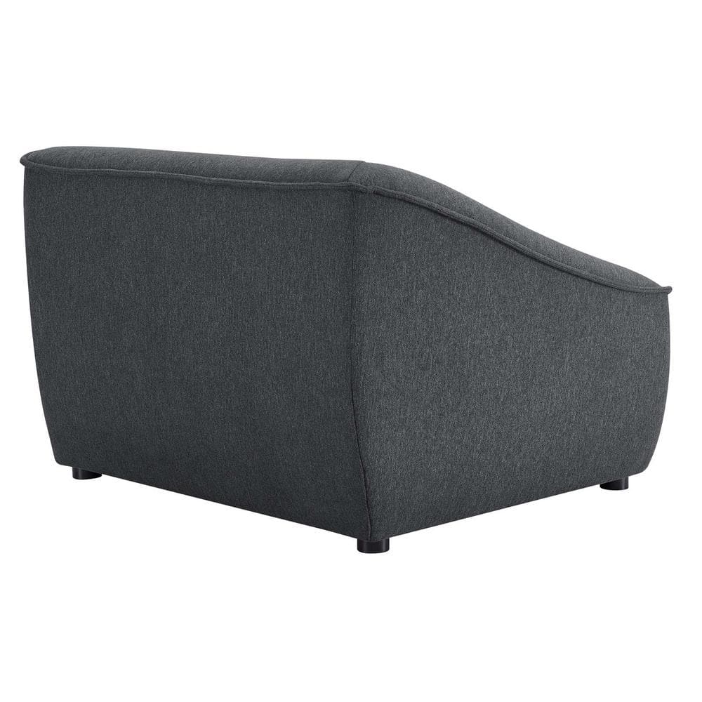 Charcoal Gray 4-Piece Modular Upholstered Sofa with Rubberwood Legs