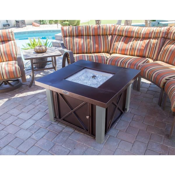 38 in. Decorative Steel Firepit in Bronze/Stainless Steel