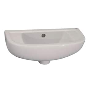 Compact Slim Line Wall-Mounted Bathroom Sink in White