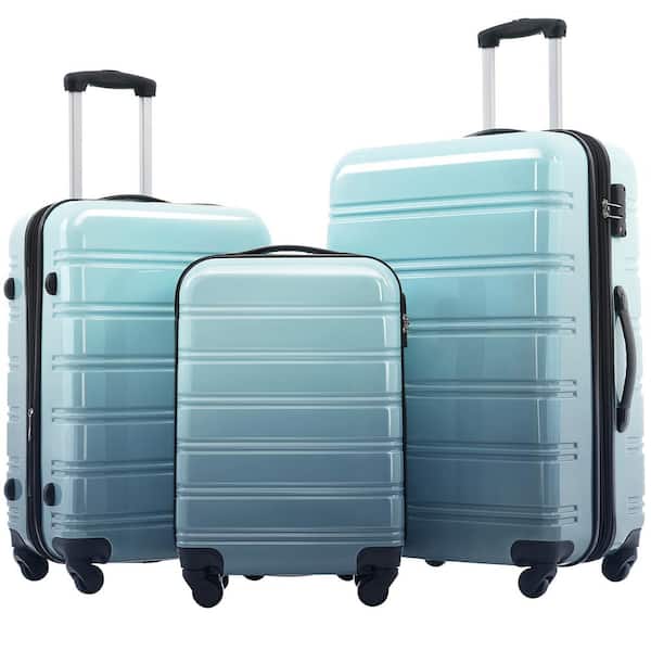 3-Piece Gradient Blue Hardside Spinner Luggage Set with TSA Lock (20/24/28 in.)