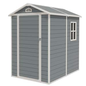 6 ft. W x 4 ft. Marengo Gray Patio Resin Shed Extruded Plastic Outdoor Storage Shed with Window and Floor 24.4 sq. ft.
