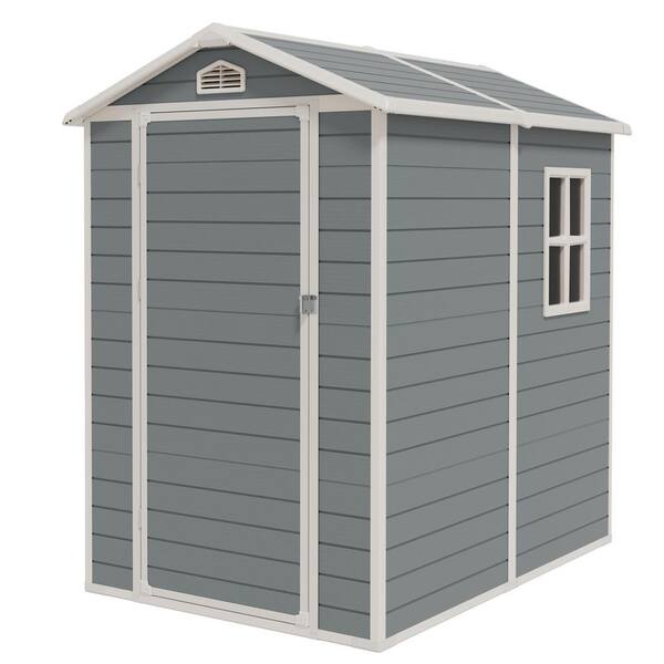 Tozey 6 ft. W x 4 ft. Marengo Gray Patio Resin Shed Extruded Plastic ...