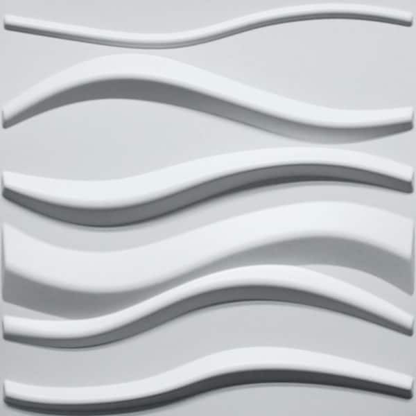 Dundee Deco Falkirk Ross 2/25 in. x 19.7 in. x 19.7 in. White PVC Waves 3D Decorative Wall Panel 5-Pack