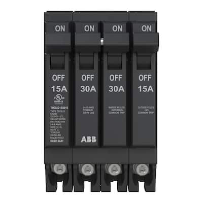 2-15 Amp Single-Pole 1-30 Amp Double-Pole Quad 120-Volt/240-Volt Circuit Breaker (THQLQ153015A)