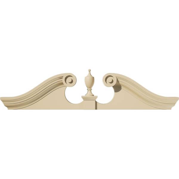 36-in W x 9-in H x 2-3/4-in P Rams Head Signature Urethane Pediment (Urn Ships Unattached in Box), Primed Tan