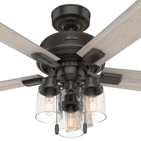 Hunter Hartland 44 in. LED Indoor Noble Bronze Ceiling Fan with