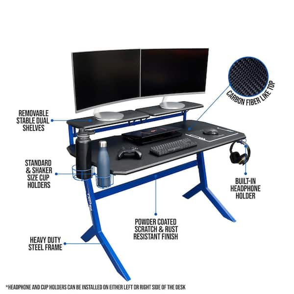 Costway Gaming Desk Home Office Pc Computer Desk W/led Lignt&gaming Handle  Rack : Target