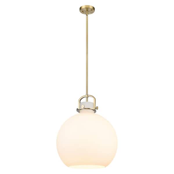 Newton Sphere 100-Watt 1-Light Brushed Brass Shaded Mini Pendant Light with Painted Glass Shade