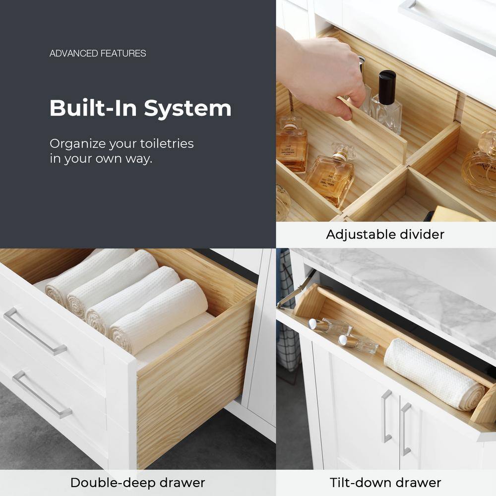 Tahoe 72" Pure White Double Sink Freestanding Vanity